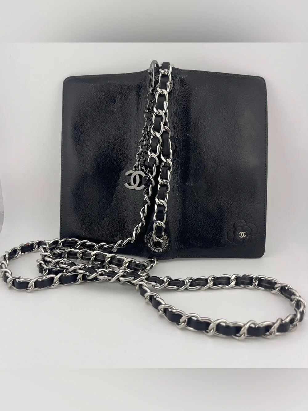 Vintage CHANEL Black Leather Wallet on Chain from 2009-2010. - Picture 5 of 16